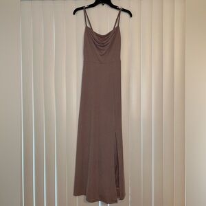 BIRDY GREY Ash Crepe Bridesmaid Dress in Dark Mauve